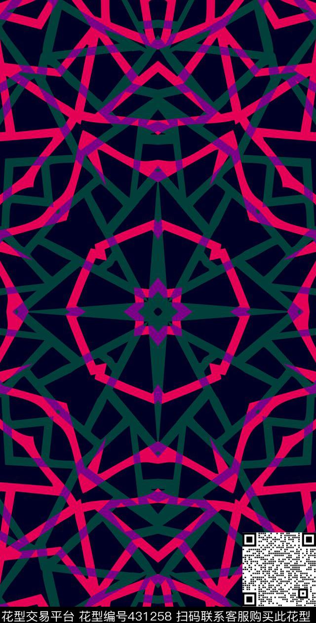 抽象几何条纹传统印花华亿平台下载（图片编号: 431258） - 瓦栏（Walan）