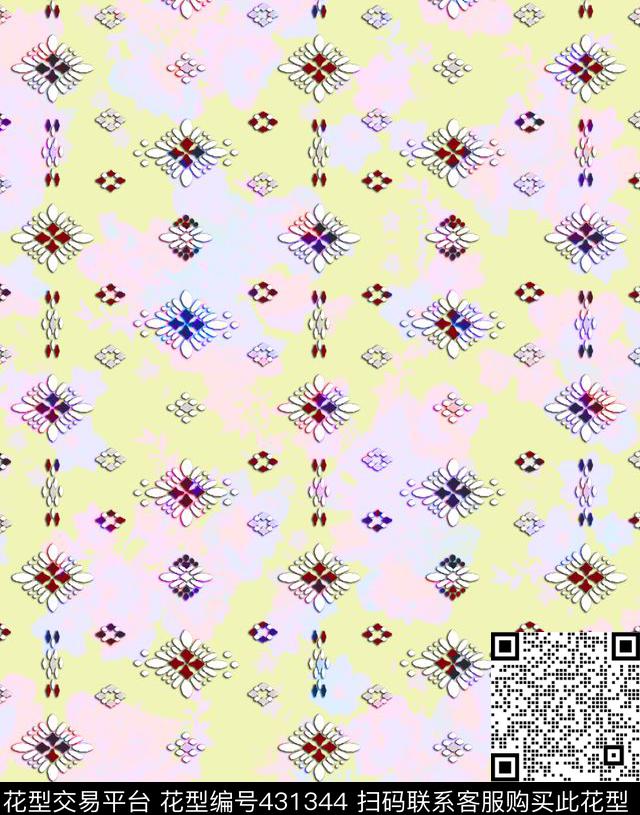 魅力时尚钉珠抽象彩色底纹珠宝数码印花华亿平台下载（图片编号: 431344） - 瓦栏（Walan）