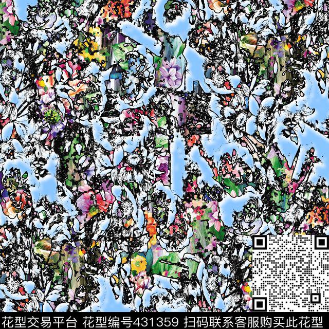 时尚淡雅的底色几何抽象碎片数码印花华亿平台下载（图片编号: 431359） - 瓦栏（Walan）