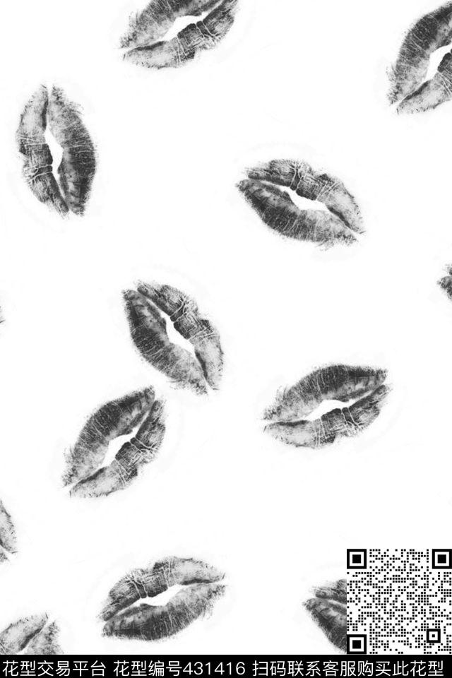 趣味肌理嘴唇传统印花华亿平台下载（图片编号: 431416） - 瓦栏（Walan）