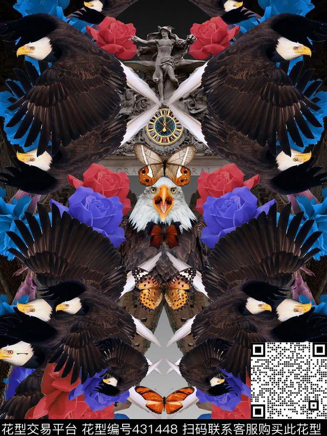 Givenchy复古蝴蝶数码印花华亿平台下载（图片编号: 431448） - 瓦栏（Walan）