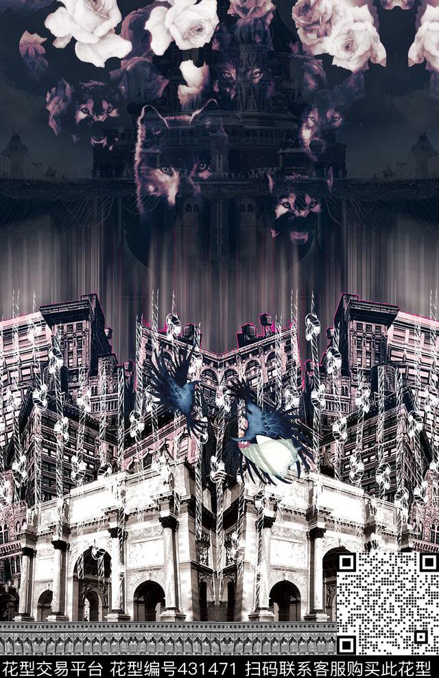 动物个性定位花卉数码印花华亿平台下载（图片编号: 431471） - 瓦栏（Walan）