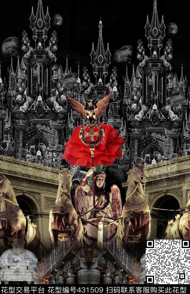 雕塑建筑康乃馨数码印花华亿平台下载（图片编号: 431509） - 瓦栏（Walan）