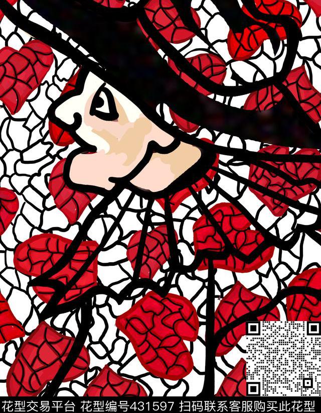 简笔线描卡通艺术传统印花华亿平台下载（图片编号: 431597） - 瓦栏（Walan）