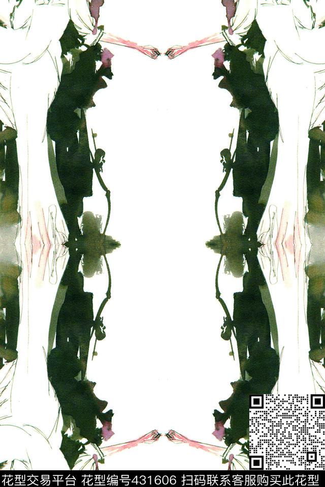 彩色水墨模特手绘传统印花华亿平台下载（图片编号: 431606） - 瓦栏（Walan）