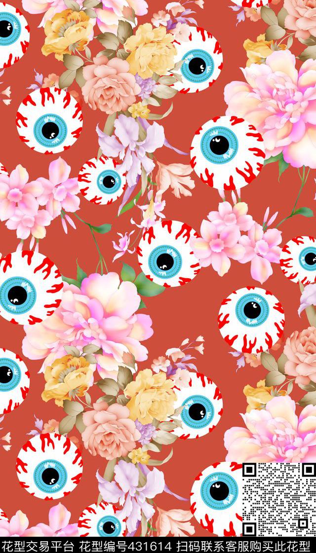 创意个性时尚卡通眼珠数码印花华亿平台下载（图片编号: 431614） - 瓦栏（Walan）