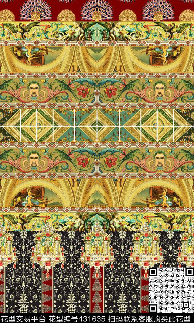 服装复古华丽数码印花华亿平台下载（图片编号: 431635） - 瓦栏（Walan）