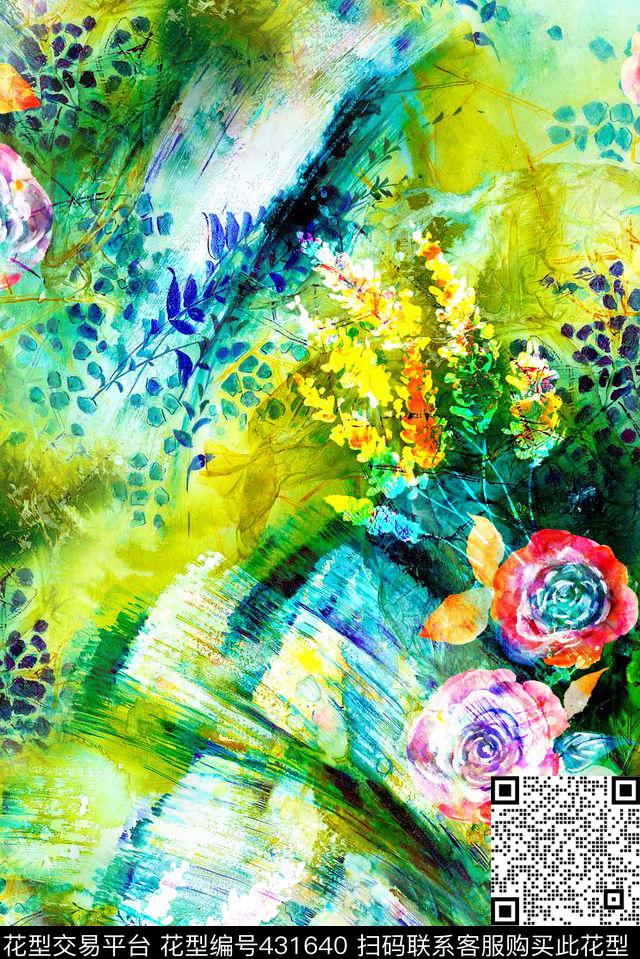 水彩底纹小花水彩底纹小花抽象花纹数码印花华亿平台下载（图片编号: 431640） - 瓦栏（Walan）