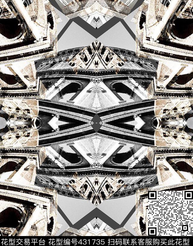 风光几何建筑数码印花华亿平台下载（图片编号: 431735） - 瓦栏（Walan）