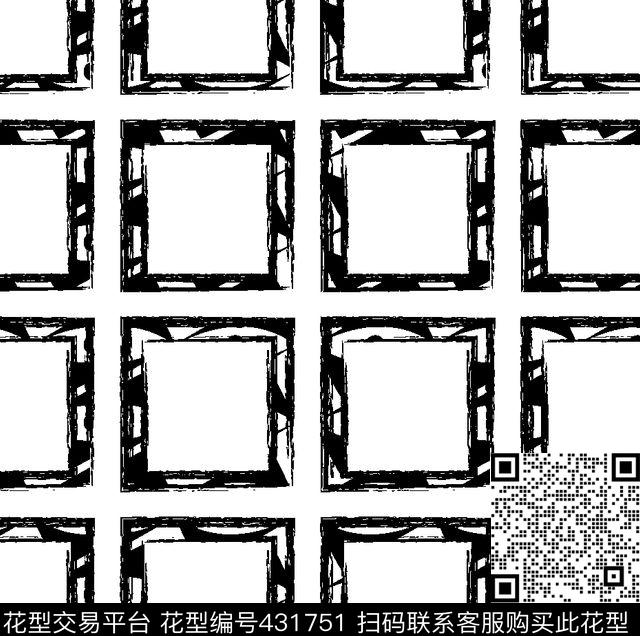 方格方框线条传统印花华亿平台下载（图片编号: 431751） - 瓦栏（Walan）