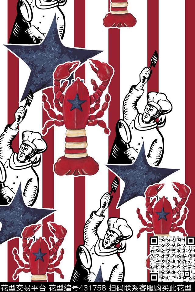 趣味龙虾潮牌传统印花华亿平台下载（图片编号: 431758） - 瓦栏（Walan）