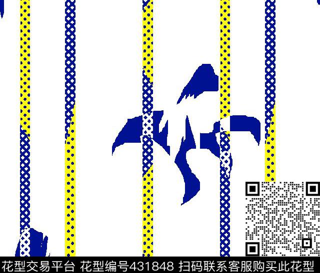 几何条子抽象动物传统印花华亿平台下载（图片编号: 431848） - 瓦栏（Walan）