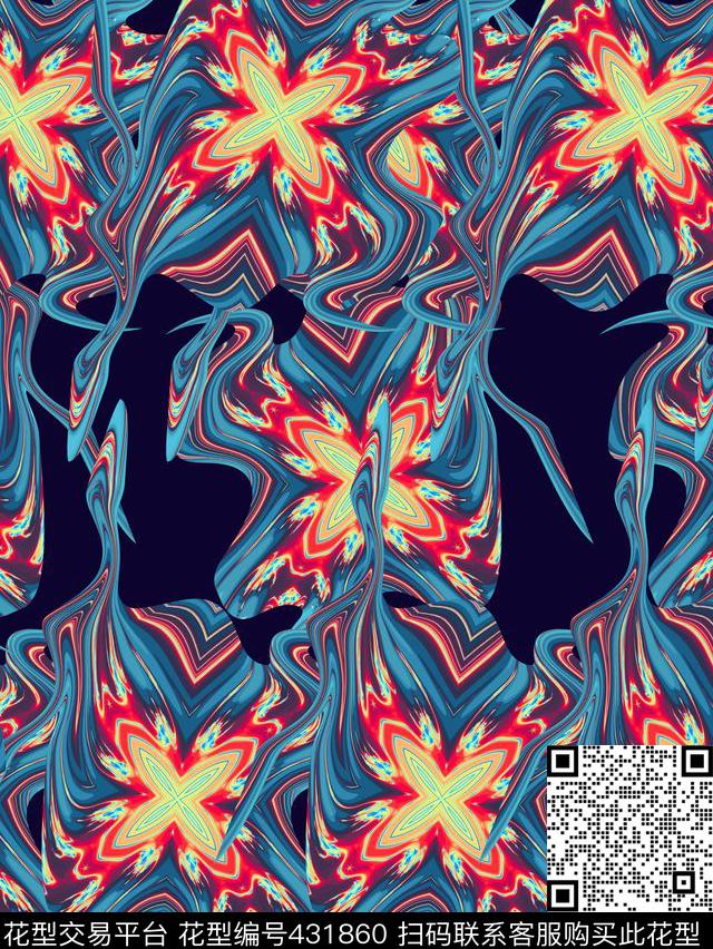 潮流抽象复古数码印花华亿平台下载（图片编号: 431860） - 瓦栏（Walan）