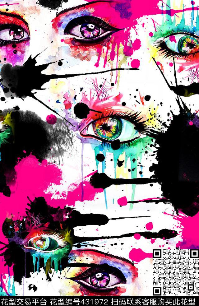 笔触波普风涂鸦传统印花华亿平台下载（图片编号: 431972） - 瓦栏（Walan）