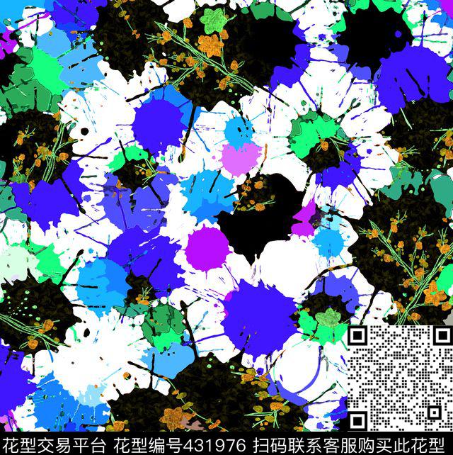 波普风彩绘墨点传统印花华亿平台下载（图片编号: 431976） - 瓦栏（Walan）