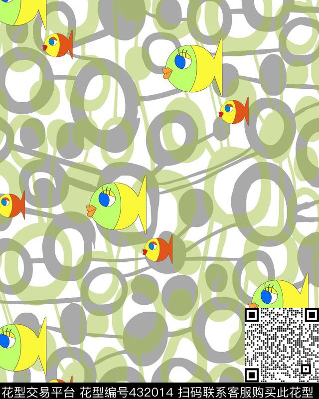 水泡写意鱼儿传统印花华亿平台下载（图片编号: 432014） - 瓦栏（Walan）