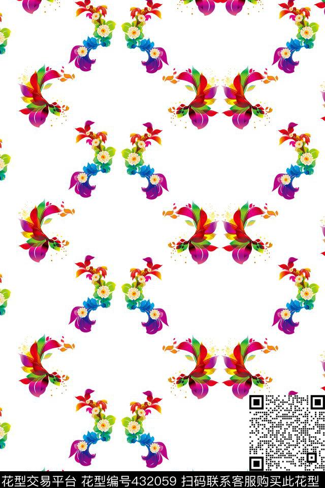 日韩小花小清新传统印花华亿平台下载（图片编号: 432059） - 瓦栏（Walan）
