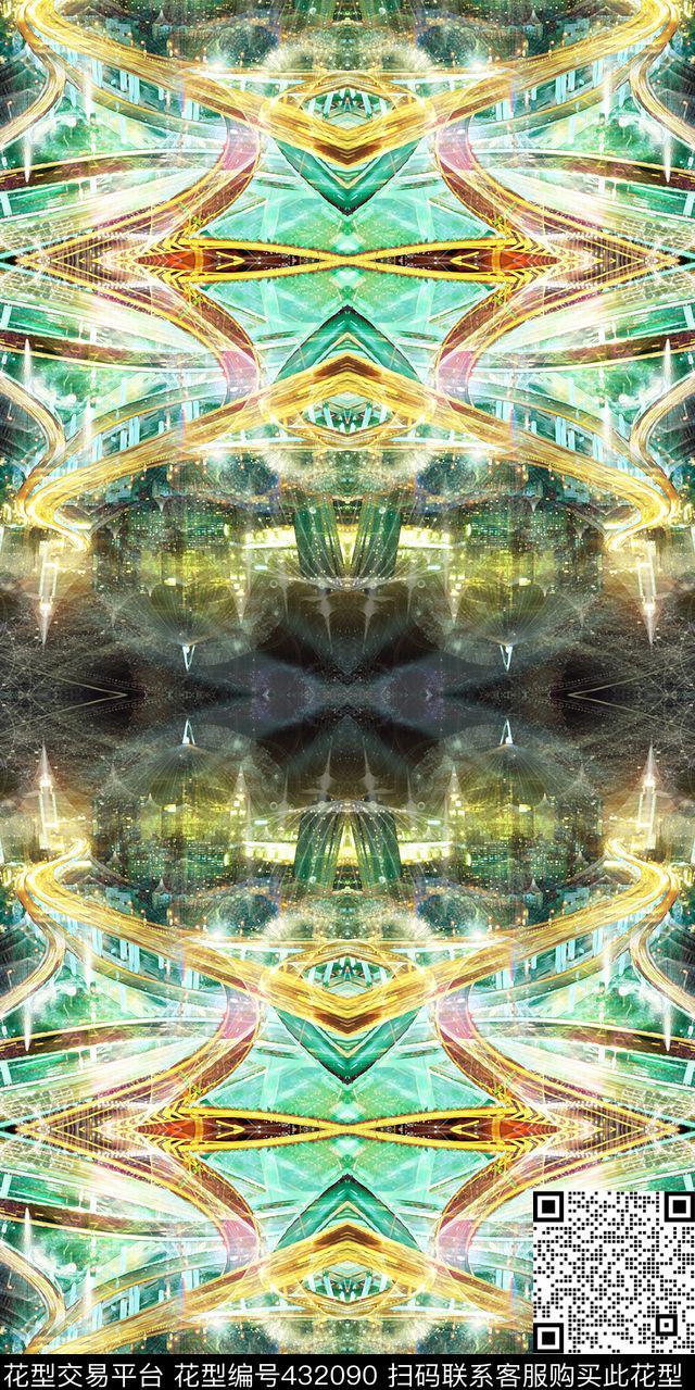 城市梦幻抽象流行时尚数码印花华亿平台下载（图片编号: 432090） - 瓦栏（Walan）