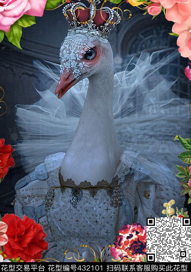 个性定位贵族花卉数码印花华亿平台下载（图片编号: 432101） - 瓦栏（Walan）