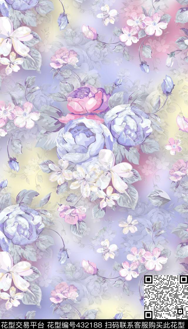 清新素雅花卉画稿传统印花华亿平台下载（图片编号: 432188） - 瓦栏（Walan）