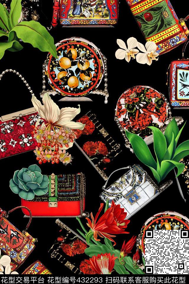 数码大牌奢侈包时尚女装品牌包花卉流行时尚花等数码印花华亿平台下载（图片编号: 432293） - 瓦栏（Walan）