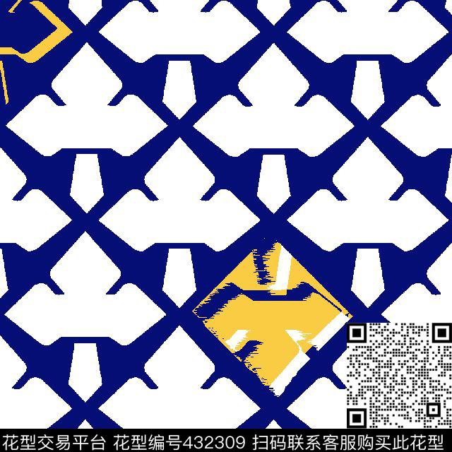 几何十字树叶传统印花华亿平台下载（图片编号: 432309） - 瓦栏（Walan）