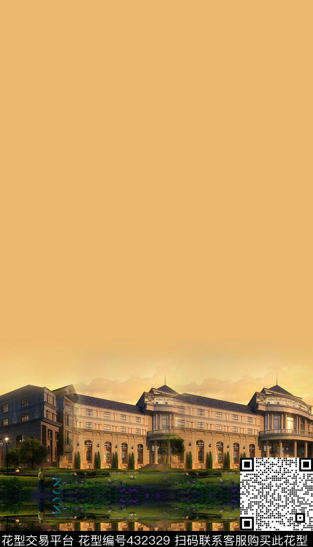 潮流复古建筑数码印花华亿平台下载（图片编号: 432329） - 瓦栏（Walan）