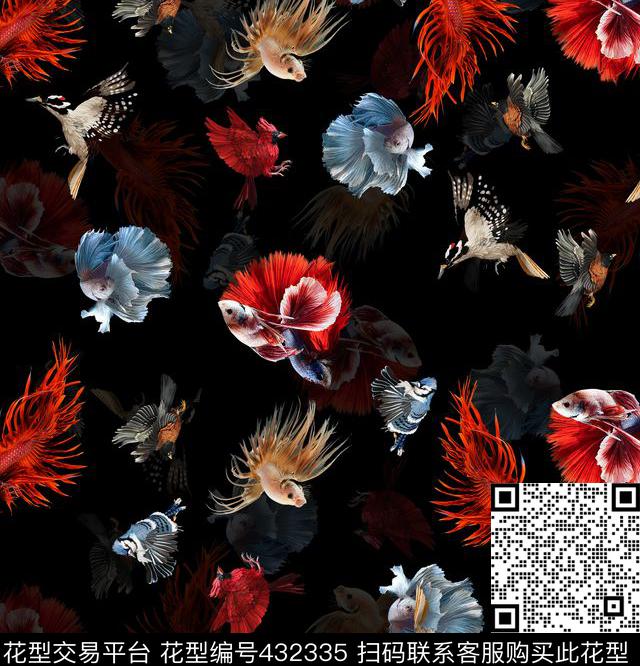 个性黑红经典色男装数码印花华亿平台下载（图片编号: 432335） - 瓦栏（Walan）