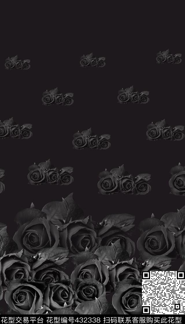 潮流复古玫瑰花数码印花华亿平台下载（图片编号: 432338） - 瓦栏（Walan）