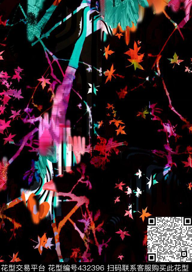 潮流抽象复古数码印花华亿平台下载（图片编号: 432396） - 瓦栏（Walan）