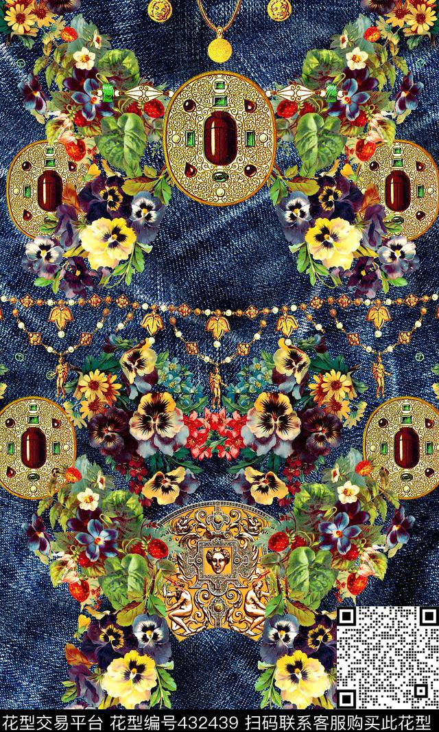 欧式兰花珠宝数码印花华亿平台下载（图片编号: 432439） - 瓦栏（Walan）