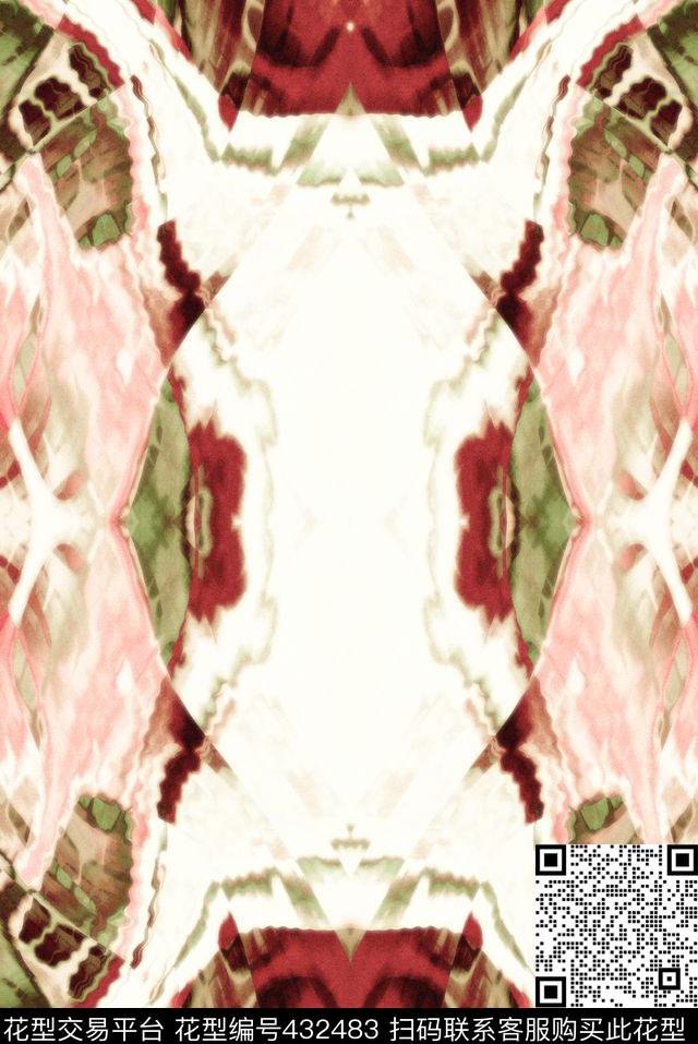 抽象窗户花印象数码印花华亿平台下载（图片编号: 432483） - 瓦栏（Walan）