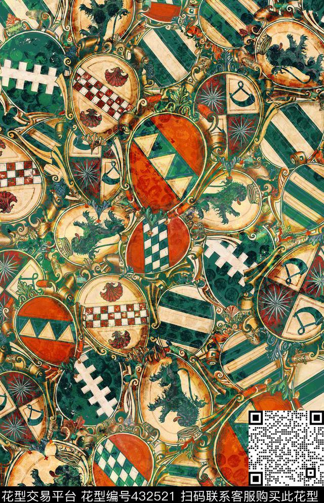 休闲徽章几何数码印花华亿平台下载（图片编号: 432521） - 瓦栏（Walan）