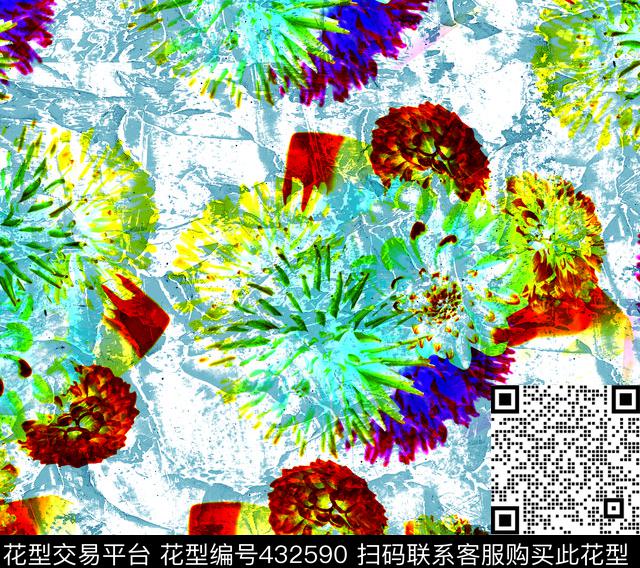 潮流抽象复古数码印花华亿平台下载（图片编号: 432590） - 瓦栏（Walan）
