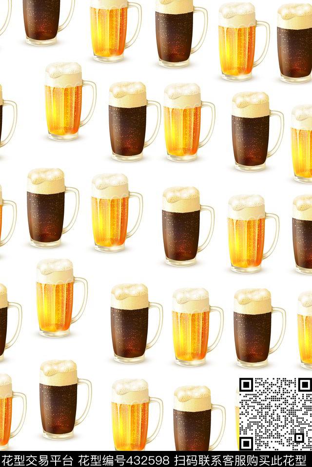 夏日卡通啤酒传统印花华亿平台下载（图片编号: 432598） - 瓦栏（Walan）
