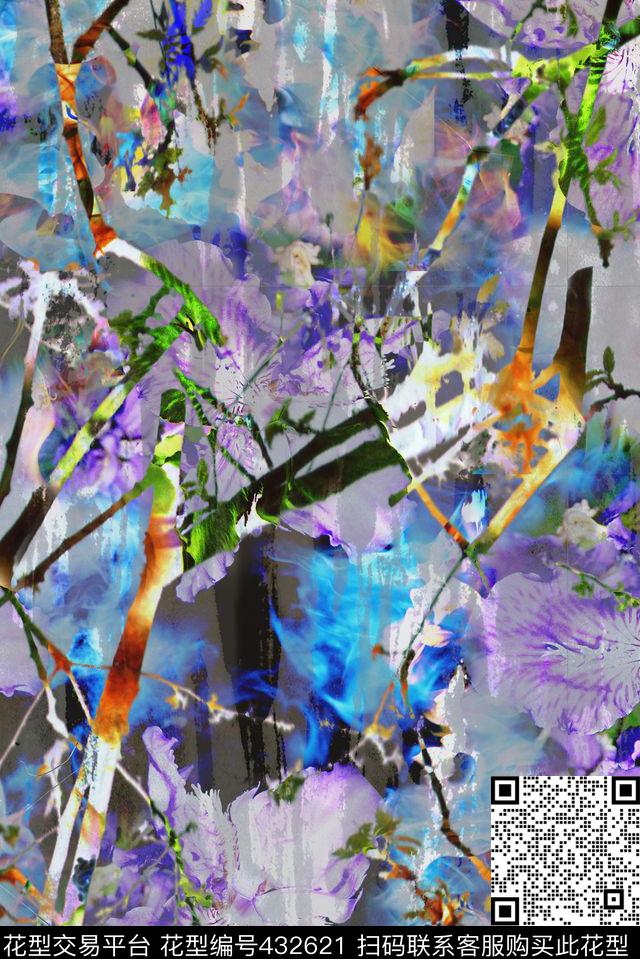 花朵女装华亿平台时尚数码印花华亿平台下载（图片编号: 432621） - 瓦栏（Walan）