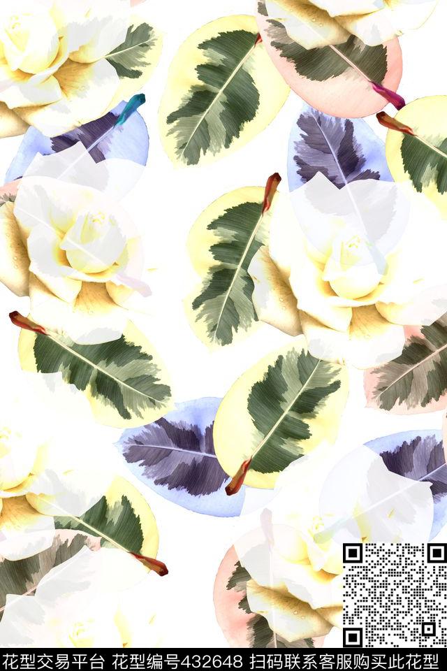 叶子花卉曝光数码印花华亿平台下载（图片编号: 432648） - 瓦栏（Walan）