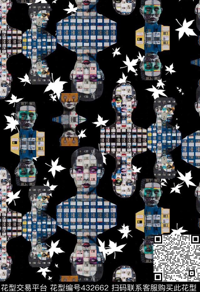 创意插画个性流行时尚人物数码印花华亿平台下载（图片编号: 432662） - 瓦栏（Walan）