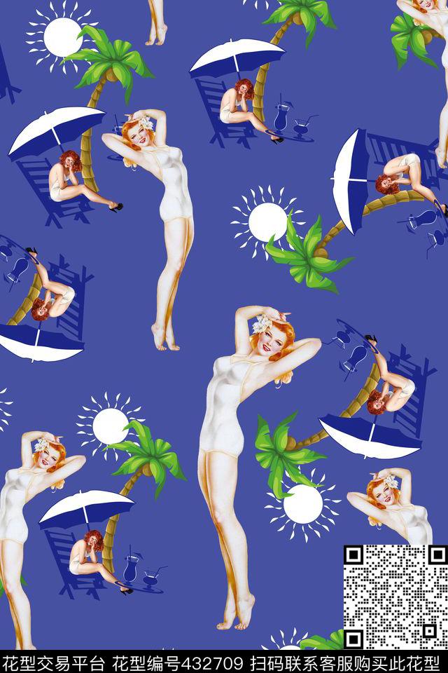 复古趣味热带风情数码印花华亿平台下载（图片编号: 432709） - 瓦栏（Walan）