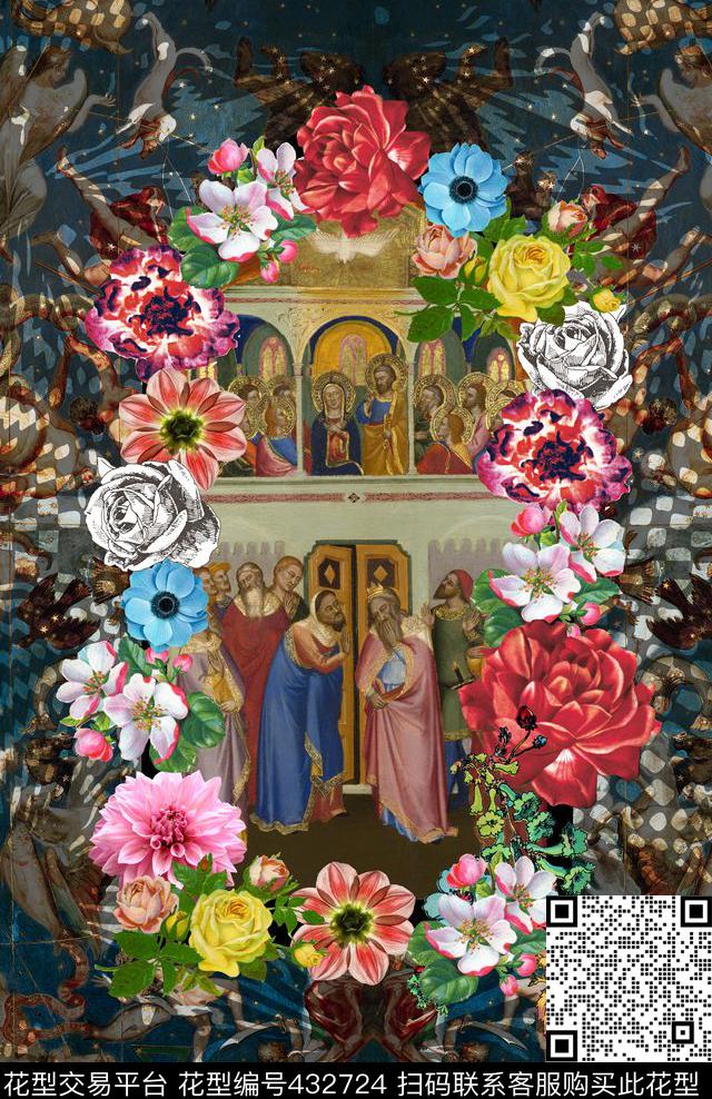 定位动物纹复古插画数码印花华亿平台下载（图片编号: 432724） - 瓦栏（Walan）