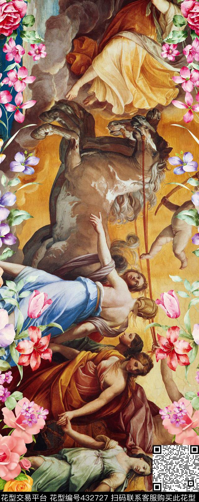 长巾复古文艺花卉数码印花华亿平台下载（图片编号: 432727） - 瓦栏（Walan）