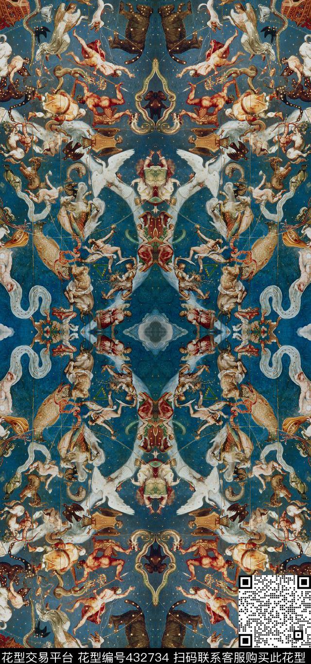 男装复古对称数码印花华亿平台下载（图片编号: 432734） - 瓦栏（Walan）