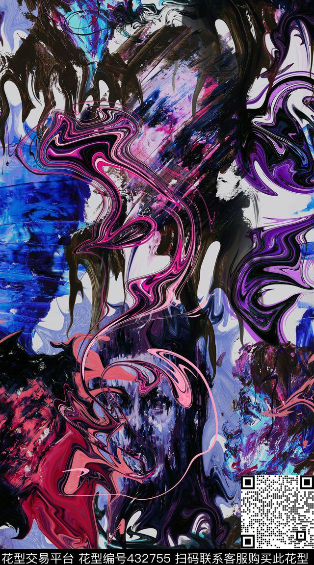 抽象前卫名家数码印花华亿平台下载（图片编号: 432755） - 瓦栏（Walan）