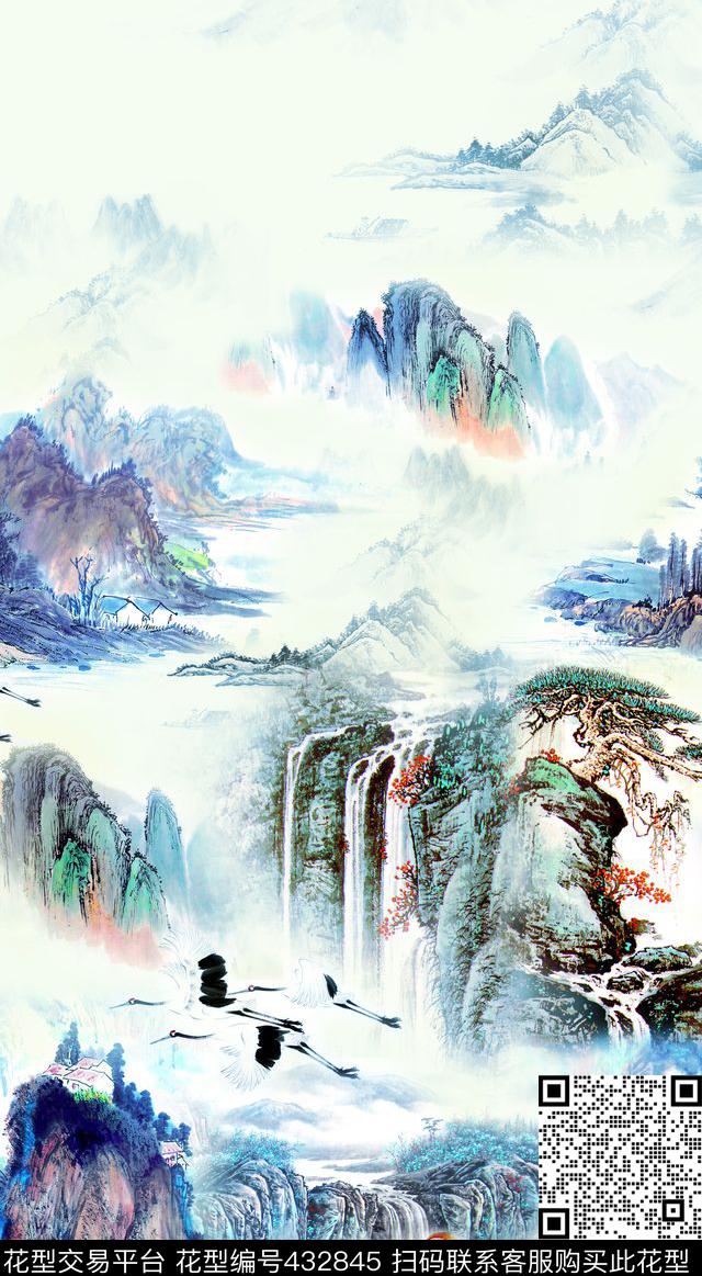中国风国画风景数码印花华亿平台下载（图片编号: 432845） - 瓦栏（Walan）