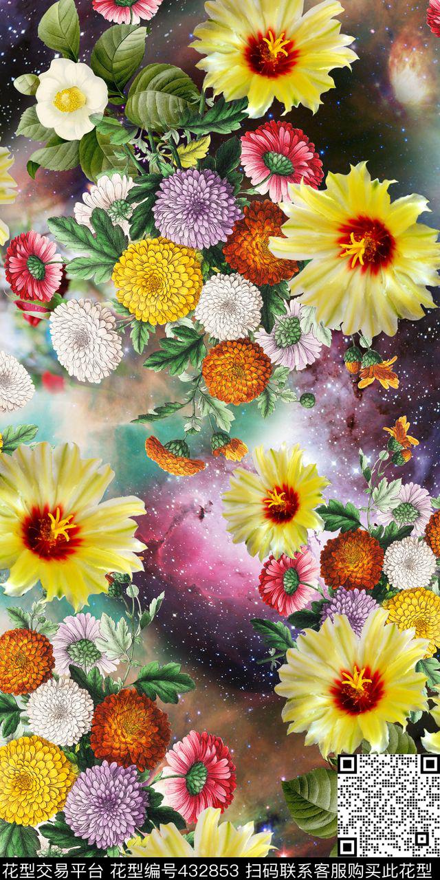 数码小碎花星空绚烂底数码印花华亿平台下载（图片编号: 432853） - 瓦栏（Walan）