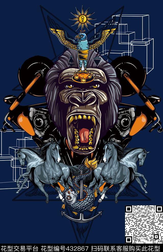 大猩猩个性男装定位流行时尚数码印花华亿平台下载（图片编号: 432867） - 瓦栏（Walan）