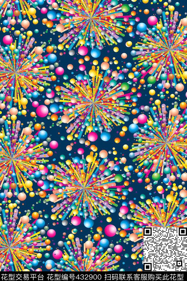休闲时尚放射波点万花筒放射波点五彩波点数码数码印花华亿平台下载（图片编号: 432900） - 瓦栏（Walan）
