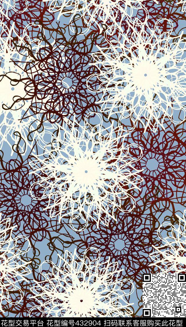 清新抽象花纹传统印花华亿平台下载（图片编号: 432904） - 瓦栏（Walan）