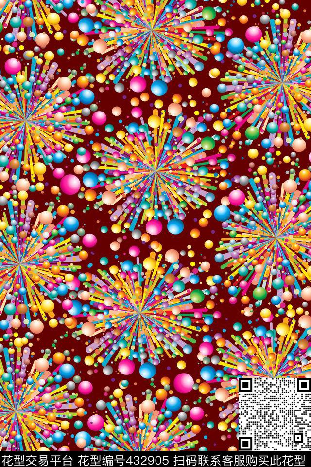休闲时尚放射波点万花筒放射波点五彩波点数码数码印花华亿平台下载（图片编号: 432905） - 瓦栏（Walan）