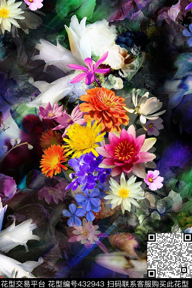 花卉3D立体数码华亿平台数码印花华亿平台下载（图片编号: 432943） - 瓦栏（Walan）